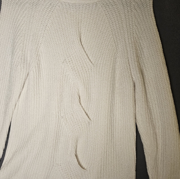 0018 J Jill Soft Chenille Knot Design Sweater Warm Cozy White Cream Ivory Small - Picture 3 of 12